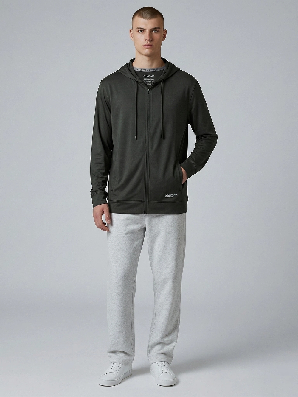 Men's Hooded Lightweight Zip-Up Jacket in Olive Green New With Tag